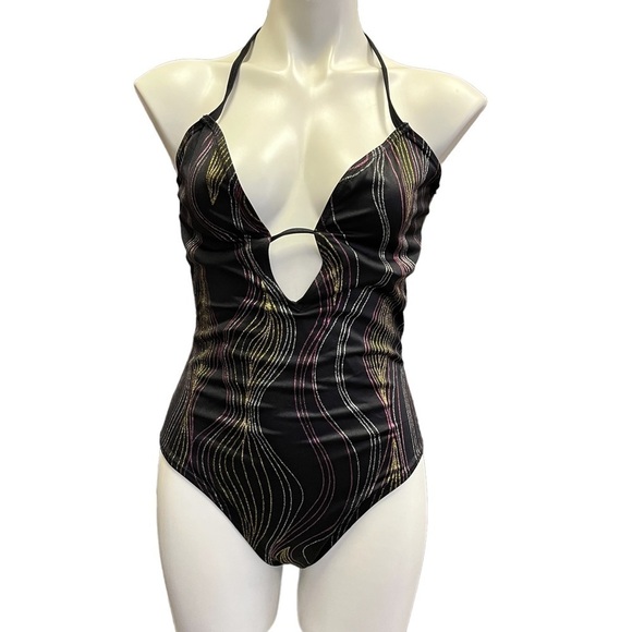 Newport News Other - VINTAGE Black One Piece Swimsuit NWT 16 Glitter Cutouts Newport News